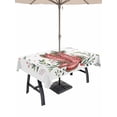 thumbnail image 1 of Outdoor Tablecloth with Umbrella Hole and Zipper, Merry Christmas Rectangle Table Cloth 60x102 Inch Waterproof Tablecloth, Winter Red Boots Stars Berry Leaves Picnic Table Cover for Patio Camping, 1 of 7