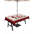 thumbnail image 1 of Outdoor Tablecloth with Umbrella Hole and Zipper, Merry Christmas Rectangle Table Cloth 60x120 Inch Waterproof Tablecloth, Xmas Gnomes Snowflake Burlap Red Black Plaid Picnic Table Cover for Patio, 1 of 7