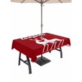 thumbnail image 1 of Outdoor Tablecloth with Umbrella Hole and Zipper, Merry Christmas Rectangle Table Cloth 60x84 Inch Waterproof Tablecloth, Red Xmas Elk Seasonal Winter Holiday Picnic Table Cover for Patio Camping, 1 of 7