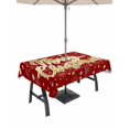 thumbnail image 1 of Outdoor Tablecloth with Umbrella Hole and Zipper, Merry Christmas Red Rectangle Table Cloth 60x102 Inch Waterproof Tablecloth, Xmas Snowflakes Polka Dot New Year Picnic Table Cover for Patio Camping, 1 of 7