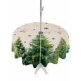 thumbnail image 1 of Outdoor Tablecloth with Umbrella Hole and Zipper, Merry Christmas Round Table Cloth 54 Inch Waterproof Tablecloth, Xmas Trees Snowflake Farmhouse Rustic Picnic Table Cover for Patio Camping, 1 of 7