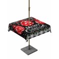 thumbnail image 1 of Outdoor Tablecloth with Umbrella Hole and Zipper, Merry Christmas Square Table Cloth 60x60 Inch Waterproof Tablecloth, Red Xmas Balls Snowflake Black Plaid Picnic Table Cover for Patio Camping, 1 of 7