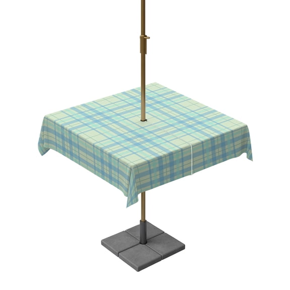 Outdoor Tablecloth with Umbrella Hole and Zipper Mint Buffalo Checked Plaid Square Tablecloths 54x54 Inch Waterproof Table Cloths Gingham Lines Patio Table Cover for Outdoor Tables BBQS Party Decor