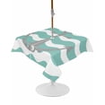 thumbnail image 1 of Outdoor Tablecloth with Umbrella Hole and Zipper Nautical Anchor Square Tablecloths 54x54 Inch Waterproof Table Cloths Green and White Wave Stripes Patio Table Cover for Picnic BBQS Party, 1 of 7
