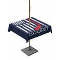 thumbnail image 1 of Outdoor Tablecloth with Umbrella Hole and Zipper, Navy Blue American Flag Square Table Cloth 54x54 Inch Waterproof Tablecloth, Abstract Red Hockey Stripes Us Flag Picnic Table Cover for Patio Camping, 1 of 7