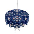 thumbnail image 1 of Outdoor Tablecloth with Umbrella Hole Zipper Navy Blue Boho Floral Round Tablecloth 60" Waterproof Outside Table Cloth Ethnic Tribe Farmhouse Artwork Patio Table Cover Tablecloths for Picnic Party, 1 of 8