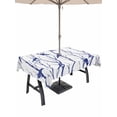 thumbnail image 1 of Outdoor Tablecloth with Umbrella Hole and Zipper, Navy Blue Branches Birds Rectangle Table Cloth 60x102 Inch Waterproof Tablecloth, Abstract Forest Silhouettes Picnic Table Cover for Patio Camping, 1 of 7