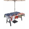 thumbnail image 1 of Outdoor Tablecloth with Umbrella Hole and Zipper, Navy Blue Christmas Rectangle Table Cloth 52x70 Inch Waterproof Tablecloth, Xmas Snowman Santa Elk Winter Snowflake Picnic Table Cover for Patio, 1 of 7