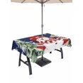 thumbnail image 1 of Outdoor Tablecloth with Umbrella Hole and Zipper, Navy Blue Christmas Rectangle Table Cloth 60x102 Inch Waterproof Tablecloth, Winter Snowman Snowflake Pine Tree Picnic Table Cover for Patio Camping, 1 of 7