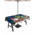 thumbnail image 1 of Outdoor Tablecloth with Umbrella Hole and Zipper, Navy Blue Christmas Rectangle Table Cloth 60x120 Inch Waterproof Tablecloth, Gnomes Xmas Tree Snowflake Winter Gifts Picnic Table Cover for Patio, 1 of 7