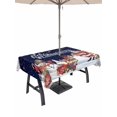 thumbnail image 1 of Outdoor Tablecloth with Umbrella Hole and Zipper, Navy Blue Christmas Rectangle Table Cloth 60x120 Inch Waterproof Tablecloth, Santa Snowman Snowflake Gifts Elk Picnic Table Cover for Patio Camping, 1 of 7