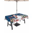 thumbnail image 1 of Outdoor Tablecloth with Umbrella Hole and Zipper, Navy Blue Christmas Rectangle Table Cloth 60x120 Inch Waterproof Tablecloth, Snowman Xmas Tree Ball Elk Snowflake Picnic Table Cover for Patio, 1 of 7