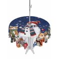 thumbnail image 1 of Outdoor Tablecloth with Umbrella Hole and Zipper, Navy Blue Christmas Round Table Cloth 60 Inch Waterproof Tablecloth, Snowman Squirrel Pine Tree Snowflake Picnic Table Cover for Patio Camping, 1 of 7
