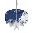 thumbnail image 1 of Outdoor Tablecloth with Umbrella Hole and Zipper, Navy Blue Christmas Round Table Cloth 60 Inch Waterproof Tablecloth, Xmas Tree Snowflake Winter Picnic Table Cover for Patio Camping, 1 of 7