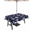 thumbnail image 1 of Outdoor Tablecloth with Umbrella Hole and Zipper, Navy Blue Christmas Snowflakes Rectangle Table Cloth 60x102 Inch Waterproof Tablecloth, Xmas Winter Modern Picnic Table Cover for Patio Camping, 1 of 7