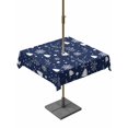 thumbnail image 1 of Outdoor Tablecloth with Umbrella Hole and Zipper, Navy Blue Christmas Square Table Cloth 60x60 Inch Waterproof Tablecloth, Xmas Trees Snowflake Winter Botanical Picnic Table Cover for Patio Camping, 1 of 7