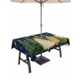 thumbnail image 1 of Outdoor Tablecloth with Umbrella Hole and Zipper, Navy Blue Christmas Tree Rectangle Table Cloth 60x84 Inch Waterproof Tablecloth, Xmas Tree Winter Snowflake Picnic Table Cover for Patio Camping, 1 of 7