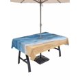 thumbnail image 1 of Outdoor Tablecloth with Umbrella Hole & Zipper, Navy Blue Coastal Beach Rectangle Tablecloth 60x120 Inch, Summer Nautical Ocean Beige Seaside Patio Table Cover Waterproof Table Cloth for Picnic/Party, 1 of 7
