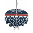thumbnail image 1 of Outdoor Tablecloth with Umbrella Hole and Zipper, Navy Blue Coastal Round Table Cloth 54 Inch Waterproof Tablecloth, Nautical Ocean Sea Rudder Abstract Art Picnic Table Cover for Patio Camping, 1 of 7