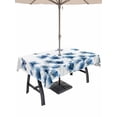 thumbnail image 1 of Outdoor Tablecloth with Umbrella Hole and Zipper, Navy Blue Floral Rectangle Table Cloth 60x102 Inch Waterproof Tablecloth, Spring Flowers Butterflies Watercolor Picnic Table Cover for Patio Camping, 1 of 7