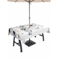 thumbnail image 1 of Outdoor Tablecloth with Umbrella Hole and Zipper, Navy Blue Flowers Rectangle Table Cloth 54x80 Inch Waterproof Tablecloth, Spring Floral Elegant Pastoral Watercolor Picnic Table Cover for Patio, 1 of 7