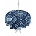 thumbnail image 1 of Outdoor Tablecloth with Umbrella Hole Zipper Navy Blue Flowers Round Tablecloth 60" Waterproof Outside Table Cloth Spring Floral Farmhouse Art Patio Table Cover Tablecloths for Picnic Party, 1 of 8