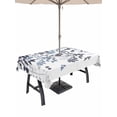 thumbnail image 1 of Outdoor Tablecloth with Umbrella Hole and Zipper, Navy Blue Leaves Rectangle Table Cloth 60x84 Inch Waterproof Tablecloth, Summer Botanical Picnic Table Cover for Patio Camping, 1 of 7