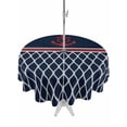 thumbnail image 1 of Outdoor Tablecloth with Umbrella Hole and Zipper, Navy Blue Morocco Round Table Cloth 60 Inch Waterproof Tablecloth, Red Ocean Nautical Anchor Stripe Picnic Table Cover for Patio Camping, 1 of 7