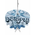 thumbnail image 1 of Outdoor Tablecloth with Umbrella Hole and Zipper, Navy Blue Octopus Round Table Cloth 54 Inch Waterproof Tablecloth, Coastal Bubbles Ocean Waves Picnic Table Cover for Patio Camping, 1 of 7