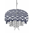thumbnail image 1 of Outdoor Tablecloth with Umbrella Hole Zipper Navy Blue Pine Leaves Round Tablecloth 60" Waterproof Outside Table Cloth Abstract Art Geometric Gray Plaid Patio Table Cover Tablecloths for Picnic Party, 1 of 8