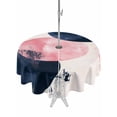 thumbnail image 1 of Outdoor Tablecloth with Umbrella Hole Zipper Navy Blue Pink Abstract Art Round Tablecloth 60" Waterproof Outside Table Cloth Modern Luxury Geometric Patio Table Cover Tablecloths for Picnic Party, 1 of 8