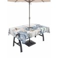thumbnail image 1 of Outdoor Tablecloth with Umbrella Hole and Zipper, Navy Blue Pumpkins Fall Rectangle Table Cloth 60x84 Inch Waterproof Tablecloth, Thanksgiving Wooden Eucalyptus Leaves Picnic Table Cover for Patio, 1 of 7