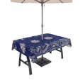 thumbnail image 1 of Outdoor Tablecloth with Umbrella Hole and Zipper, Navy Blue Snowflake Christmas Rectangle Table Cloth 52x70 Inch Waterproof Tablecloth, Rustic Xmas Botanical Picnic Table Cover for Patio Camping, 1 of 7