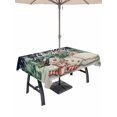 thumbnail image 1 of Outdoor Tablecloth with Umbrella Hole and Zipper, Navy Blue Snowman Christmas Rectangle Table Cloth 52x70 Inch Waterproof Tablecloth, Xmas Tree Rustic Snowflake Picnic Table Cover for Patio Camping, 1 of 7