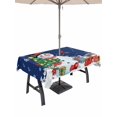 thumbnail image 1 of Outdoor Tablecloth with Umbrella Hole and Zipper, Navy Blue Snowman Christmas Rectangle Table Cloth 60x84 Inch Waterproof Tablecloth, Gifts Xmas Tree Winter Snowflake Picnic Table Cover for Patio, 1 of 7