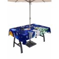 thumbnail image 1 of Outdoor Tablecloth with Umbrella Hole and Zipper, Navy Blue Snowman Christmas Rectangle Table Cloth 60x84 Inch Waterproof Tablecloth, Xmas Tree Ball Winter Snowflake Picnic Table Cover for Patio, 1 of 7