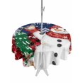 thumbnail image 1 of Outdoor Tablecloth with Umbrella Hole and Zipper, Navy Blue Snowman Christmas Round Table Cloth 54 Inch Waterproof Tablecloth, Snowflake Xmas Tree Winter Elk Picnic Table Cover for Patio Camping, 1 of 7