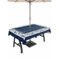 thumbnail image 1 of Outdoor Tablecloth with Umbrella Hole & Zipper, Navy Blue Spring Floral Rectangle Tablecloth 60x102 Inch, Vintage Elegant Summer Botanical Patio Table Cover Waterproof Table Cloth for Picnic/Party, 1 of 7