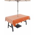 thumbnail image 1 of Outdoor Tablecloth with Umbrella Hole and Zipper, Orange Anchor Rectangle Table Cloth 60x102 Inch Waterproof Tablecloth, Modern Nautical White Geometric Stripes Picnic Table Cover for Patio Camping, 1 of 7