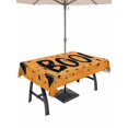 thumbnail image 1 of Outdoor Tablecloth with Umbrella Hole and Zipper, Orange BOO Halloween Rectangle Table Cloth 52x70 Inch Waterproof Tablecloth, Cute Ghost Spooky Star Moon Dots Picnic Table Cover for Patio Camping, 1 of 7