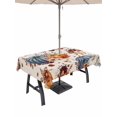 thumbnail image 1 of Outdoor Tablecloth with Umbrella Hole and Zipper, Orange Blue Fall Pumpkins Rectangle Table Cloth 54x80 Inch Waterproof Tablecloth, Floral Botanical Thanksgiving Rustic Picnic Table Cover for Patio, 1 of 7
