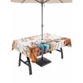 thumbnail image 1 of Outdoor Tablecloth with Umbrella Hole and Zipper, Orange Blue Fall Rectangle Table Cloth 60x120 Inch Waterproof Tablecloth, Pumpkins Botanical Thanksgiving Wooden Picnic Table Cover for Patio Camping, 1 of 7