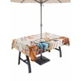 thumbnail image 1 of Outdoor Tablecloth with Umbrella Hole and Zipper, Orange Blue Fall Rectangle Table Cloth 60x120 Inch Waterproof Tablecloth, Pumpkins Retro Botanical Thanksgiving Picnic Table Cover for Patio Camping, 1 of 7