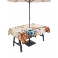 thumbnail image 1 of Outdoor Tablecloth with Umbrella Hole and Zipper, Orange Blue Fall Rectangle Table Cloth 60x84 Inch Waterproof Tablecloth, Pumpkins Rustic Botanical Thanksgiving Picnic Table Cover for Patio Camping, 1 of 7