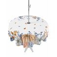 thumbnail image 1 of Outdoor Tablecloth with Umbrella Hole and Zipper, Orange Blue Fall Round Table Cloth 60 Inch Waterproof Tablecloth, Thanksgiving Floral Botanical Picnic Table Cover for Patio Camping, 1 of 7
