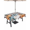 thumbnail image 1 of Outdoor Tablecloth with Umbrella Hole and Zipper, Orange Blue Grey Pumpkins Fall Rectangle Table Cloth 60x120 Inch Waterproof Tablecloth, Thanksgiving Botanical Plaid Picnic Table Cover for Patio, 1 of 7