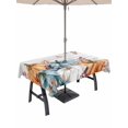 thumbnail image 1 of Outdoor Tablecloth with Umbrella Hole and Zipper, Orange Blue Grey Pumpkins Fall Rectangle Table Cloth 60x120 Inch Waterproof Tablecloth, Thanksgiving Botanical Vintage Picnic Table Cover for Patio, 1 of 7