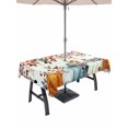thumbnail image 1 of Outdoor Tablecloth with Umbrella Hole and Zipper, Orange Blue Pumpkin Fall Rectangle Table Cloth 60x84 Inch Waterproof Tablecloth, Thanksgiving Eucalyptus Leaves Picnic Table Cover for Patio Camping, 1 of 7