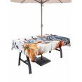 thumbnail image 1 of Outdoor Tablecloth with Umbrella Hole and Zipper, Orange Blue Pumpkins Fall Rectangle Table Cloth 52x70 Inch Waterproof Tablecloth, Thanksgiving Floral Botanical Picnic Table Cover for Patio Camping, 1 of 7