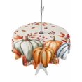 thumbnail image 1 of Outdoor Tablecloth with Umbrella Hole and Zipper, Orange Blue Pumpkins Fall Round Table Cloth 54 Inch Waterproof Tablecloth, Thanksgiving Fallen Leaves Picnic Table Cover for Patio Camping, 1 of 7